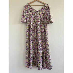 JDY solis 3/4 sleeve flower print women woven midi dress in black 38